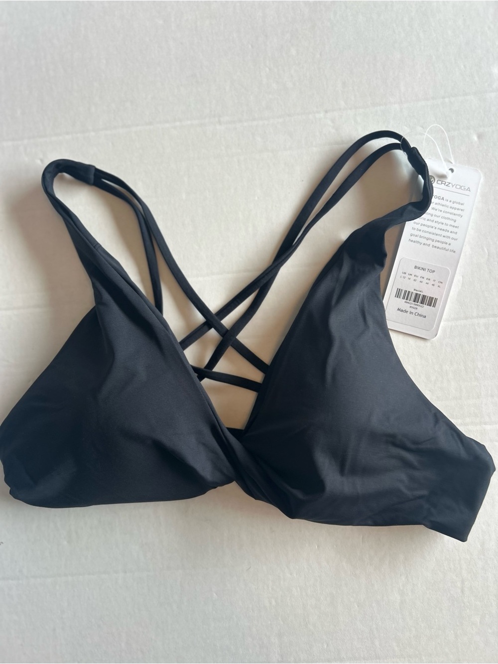 CRZ Yoga Black Strappy Bikini Top Size Large